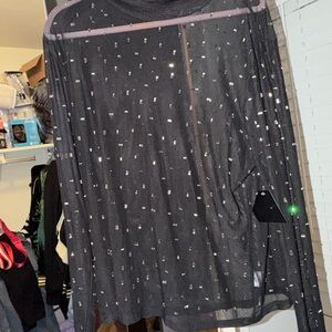 Black Sheer Sequin Top